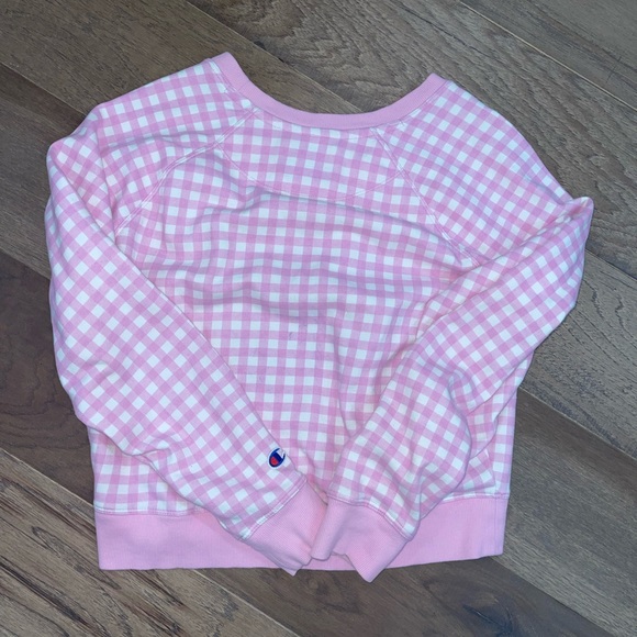 Champion Lightweight Sweatshirt / White & Lite Pink Checkerboard - Picture 4 of 4